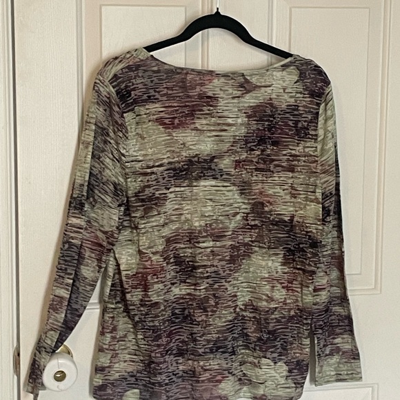 Coldwater Creek Women's Purple and Cream Long Sleeve Top XL - Picture 3 of 3